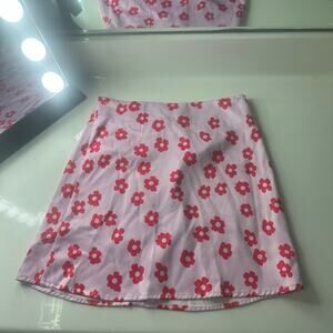 Flower silk skirt